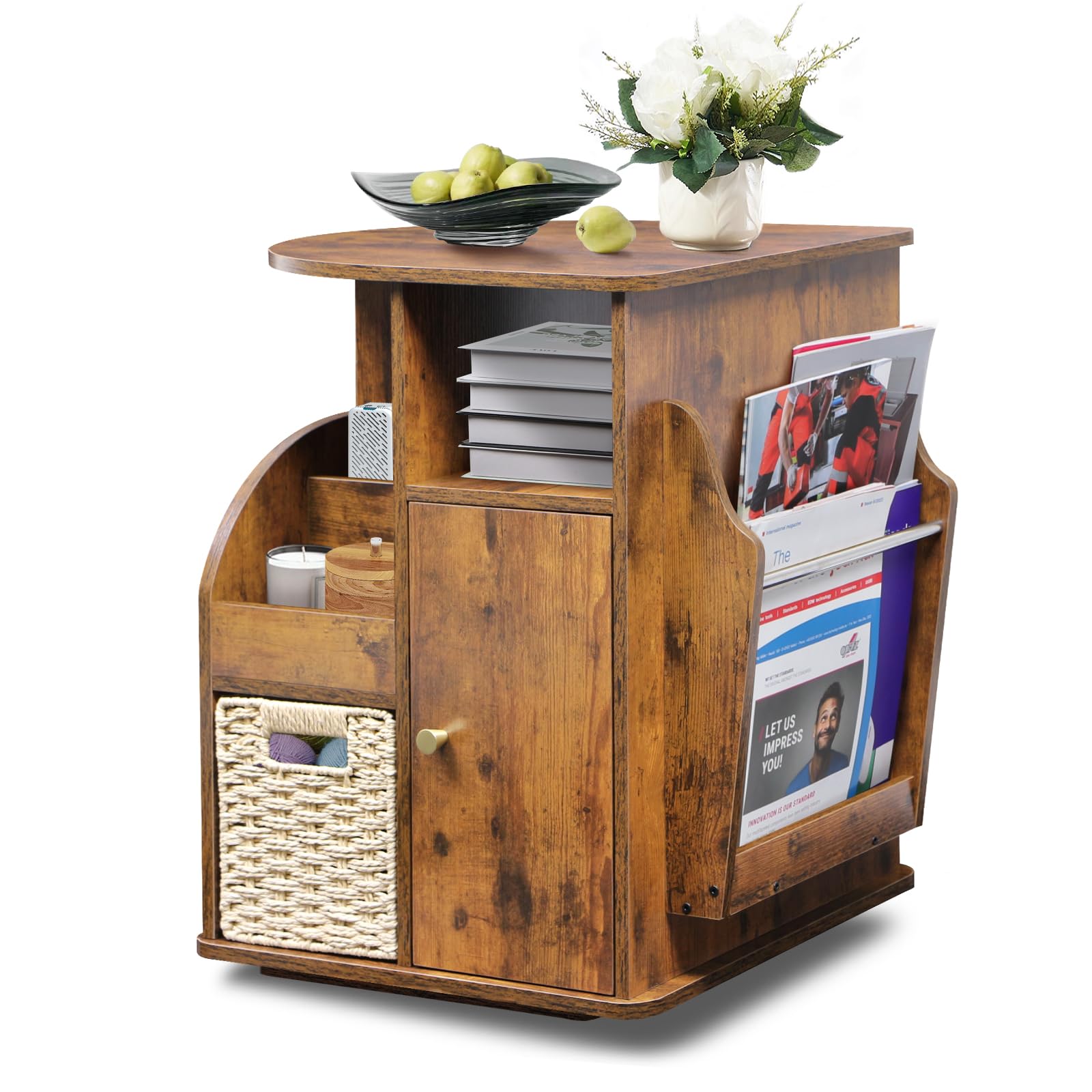 Rotating End Table with Storage