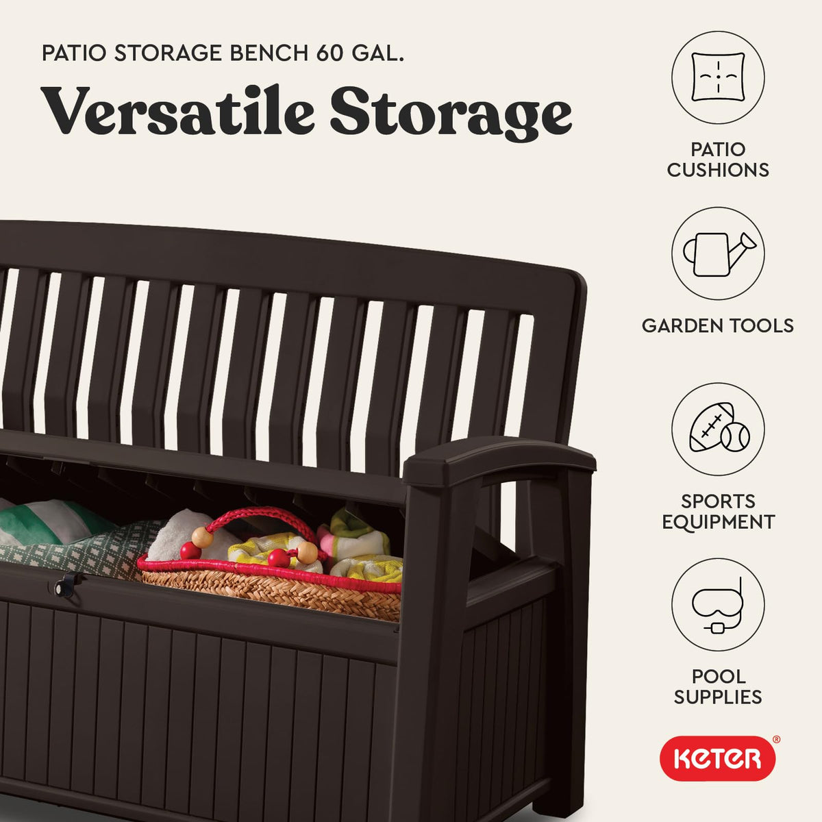 60-Gallon Outdoor Storage Bench