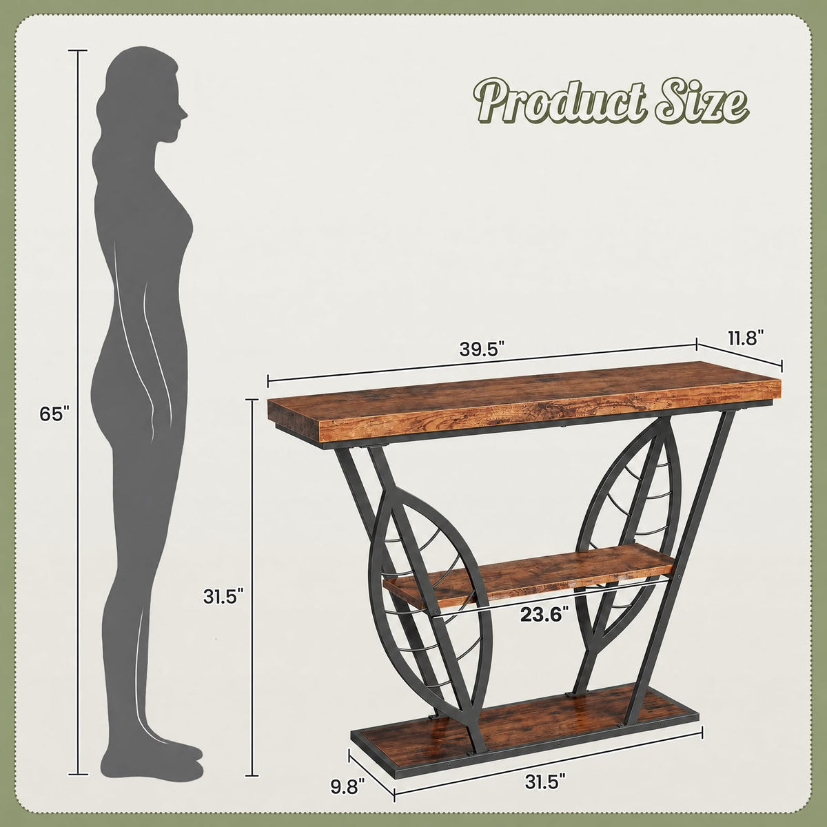 3-Tier Leaf Console Table