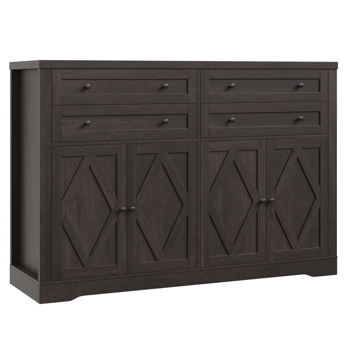 HOSTACK 55"W Kitchen Buffet Sideboard Cabinet with 4 Storage Drawer, Brown