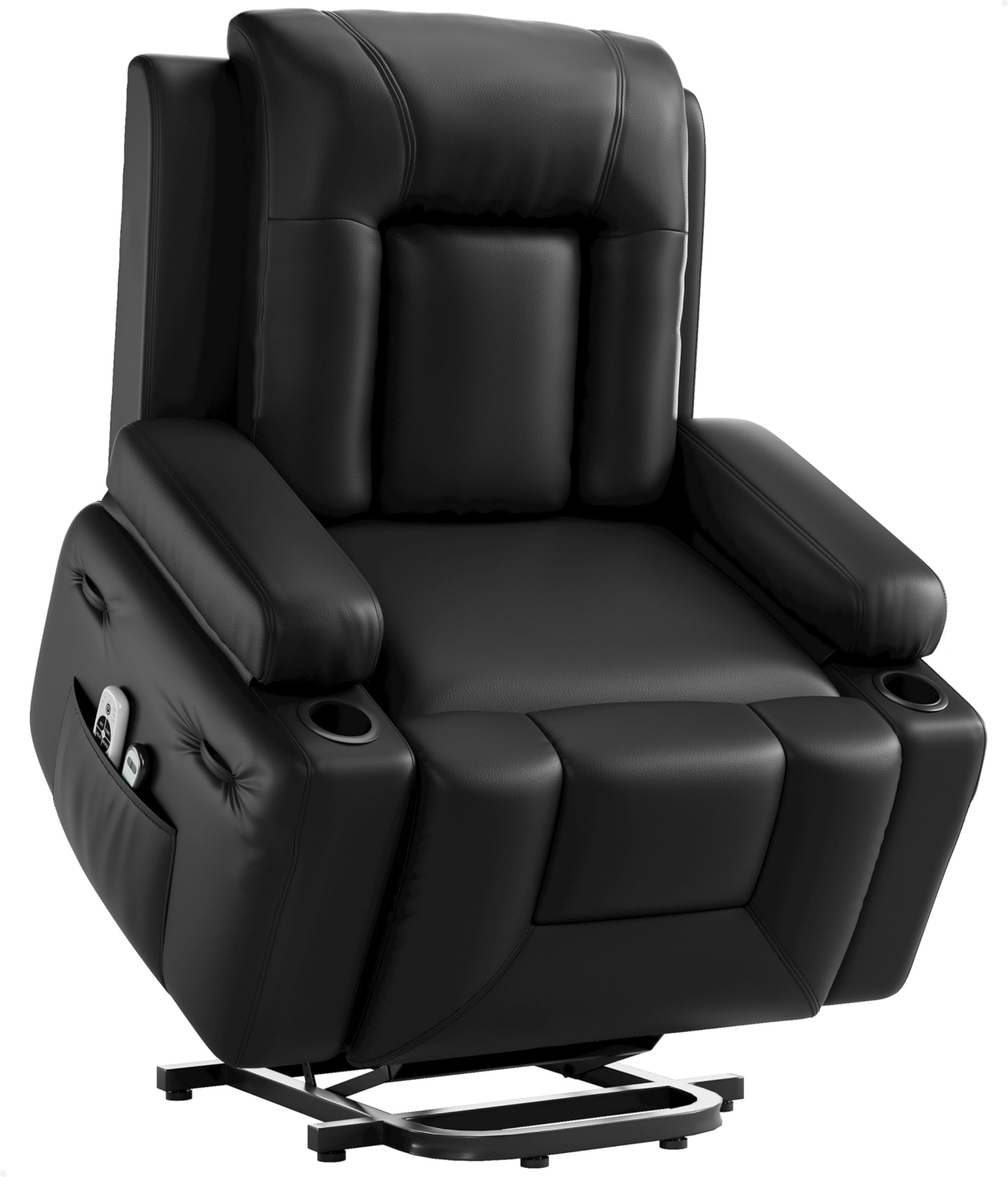Garvee Oversized Power Lift Recliner Chair - Heat and Massage, PU Leather Electric Lift Recliner for Elderly & Mobility Impaired, Adjustable Back and Legs, Heavy Duty Lift Chair for Seniors