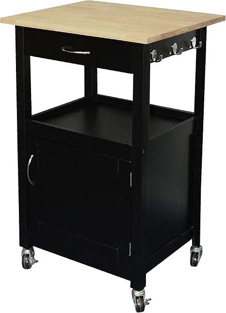 Kitchen Island Cart with Drawer, Storage Cabinet & Hardwood Top