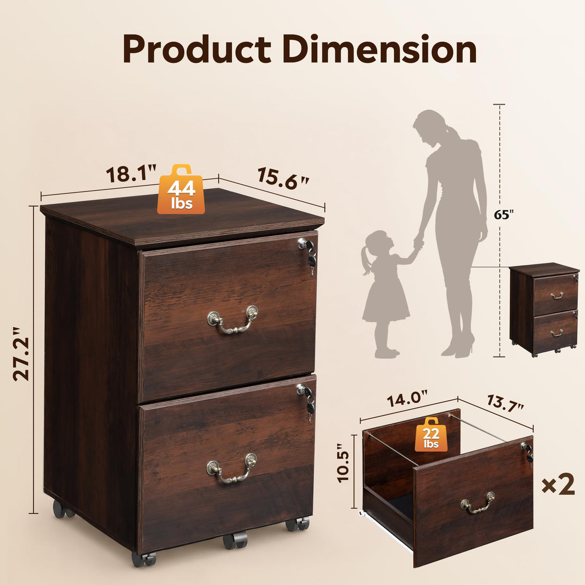 2-Drawer Locking File Cabinet
