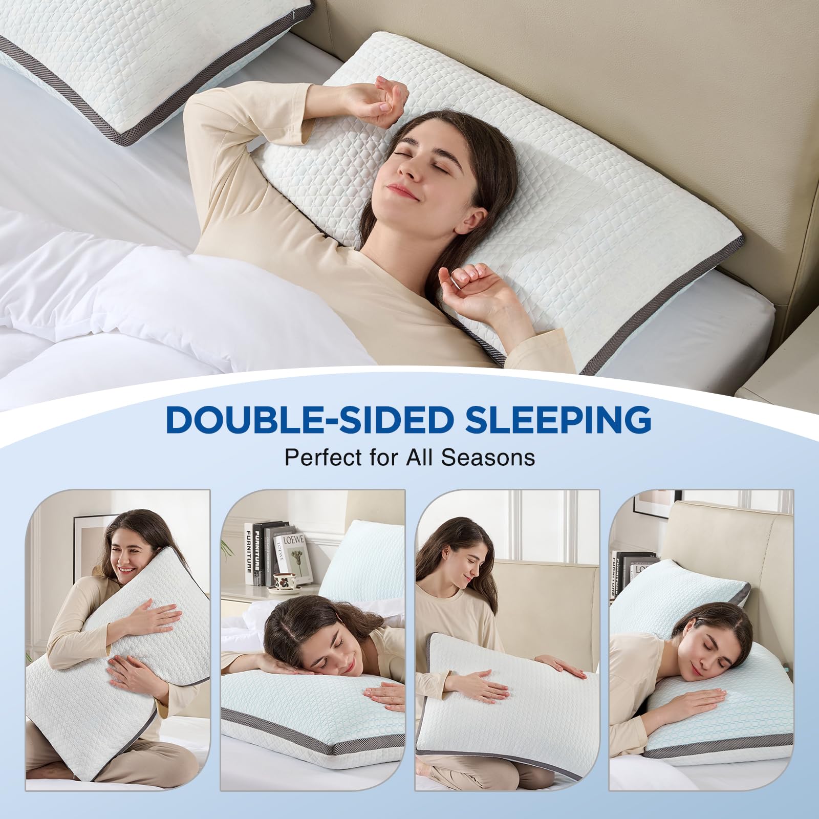 Cooling Bed Pillows with Adjustable Memory Foam Fill