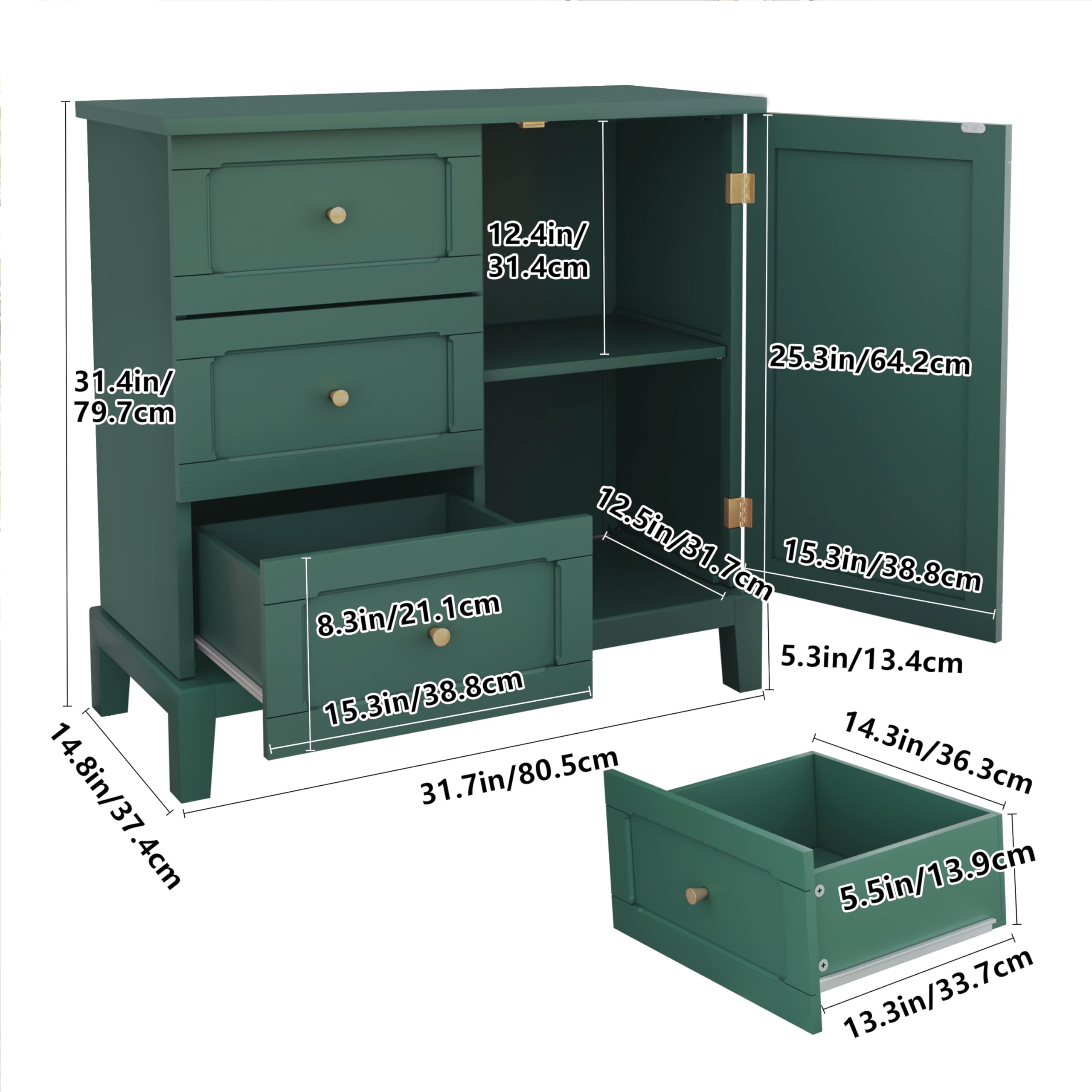 Accent Cabinet with 3 Drawers and Door