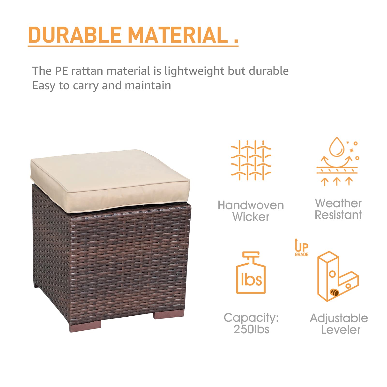 Outdoor Patio Ottoman Set (Set of 2)
