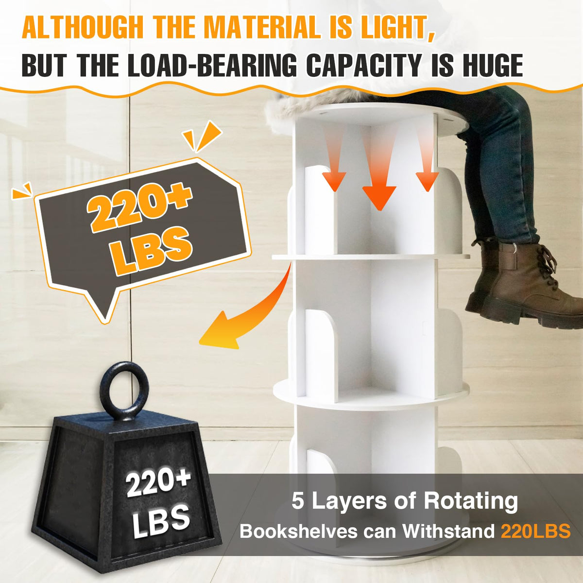 5-Tier Rotating Bookshelf