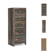 5-Drawer Narrow Chest – Rustic Burnt Orange & Teal