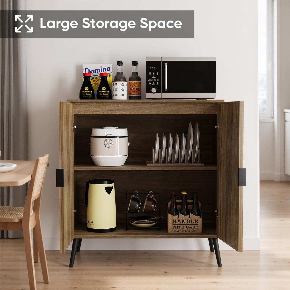 Walnut Sideboard with Adjustable Shelf