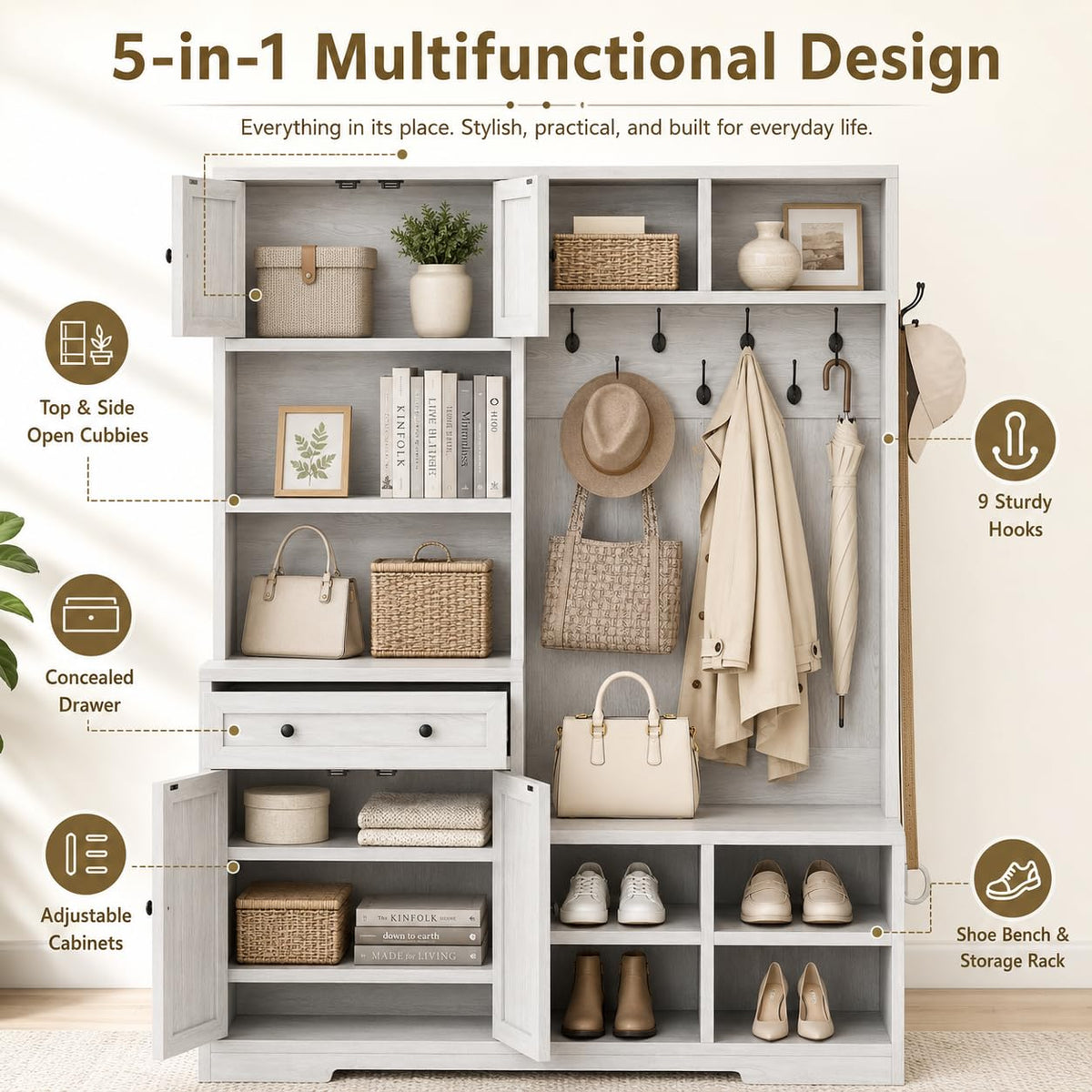 Hall Tree with Shoe Storage Bench