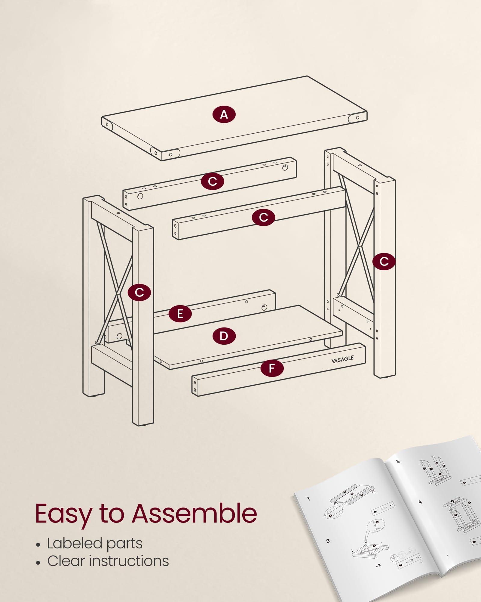 2-Tier Farmhouse End Table with Bottom Shelf