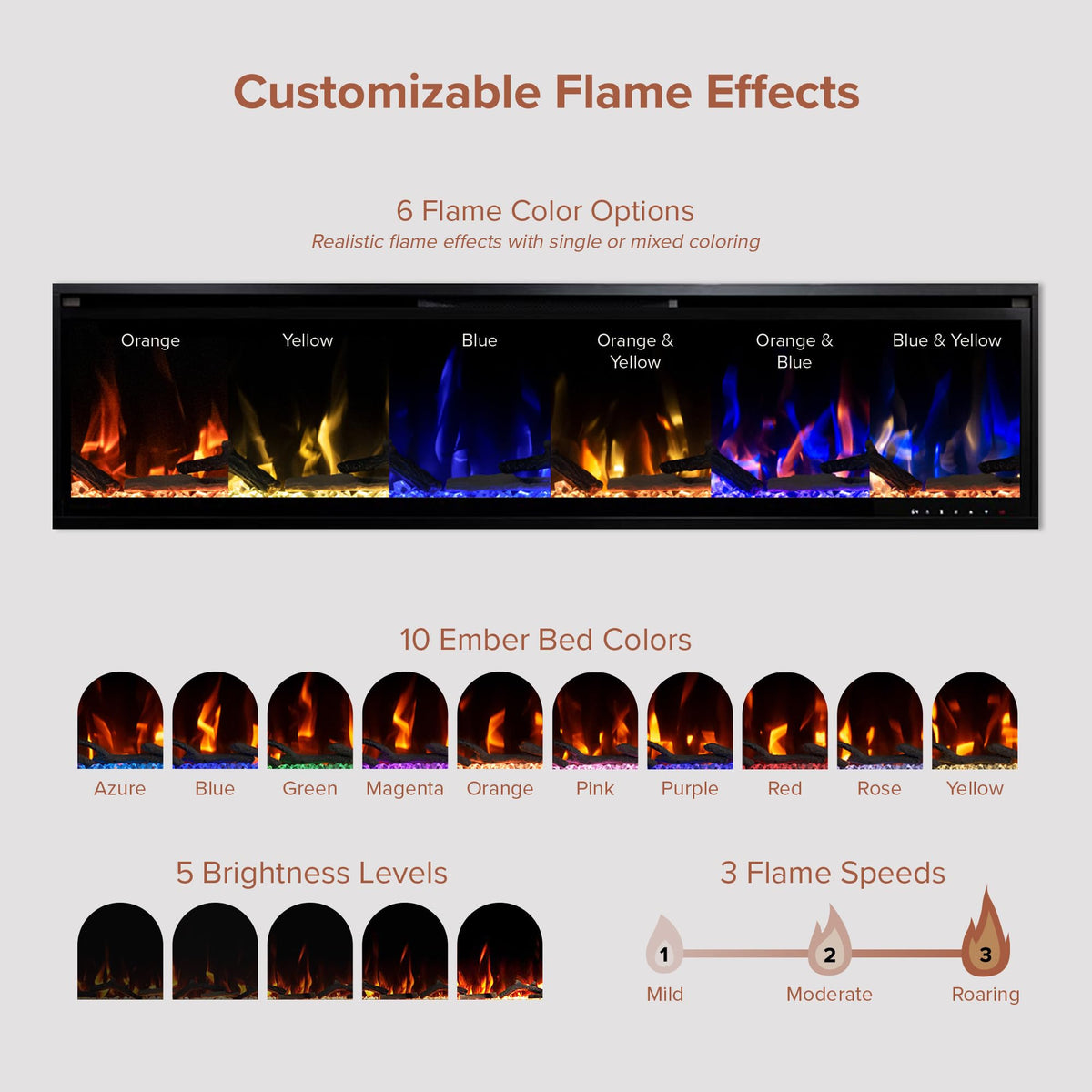 72-Inch Slim Electric Fireplace