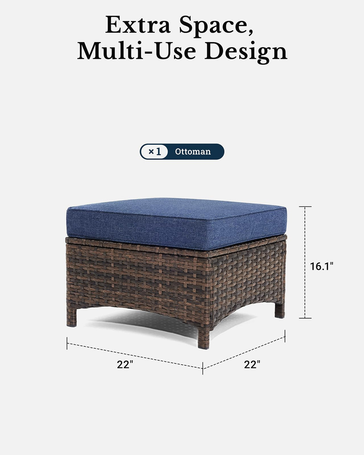 Wicker Patio Ottoman Set of 2