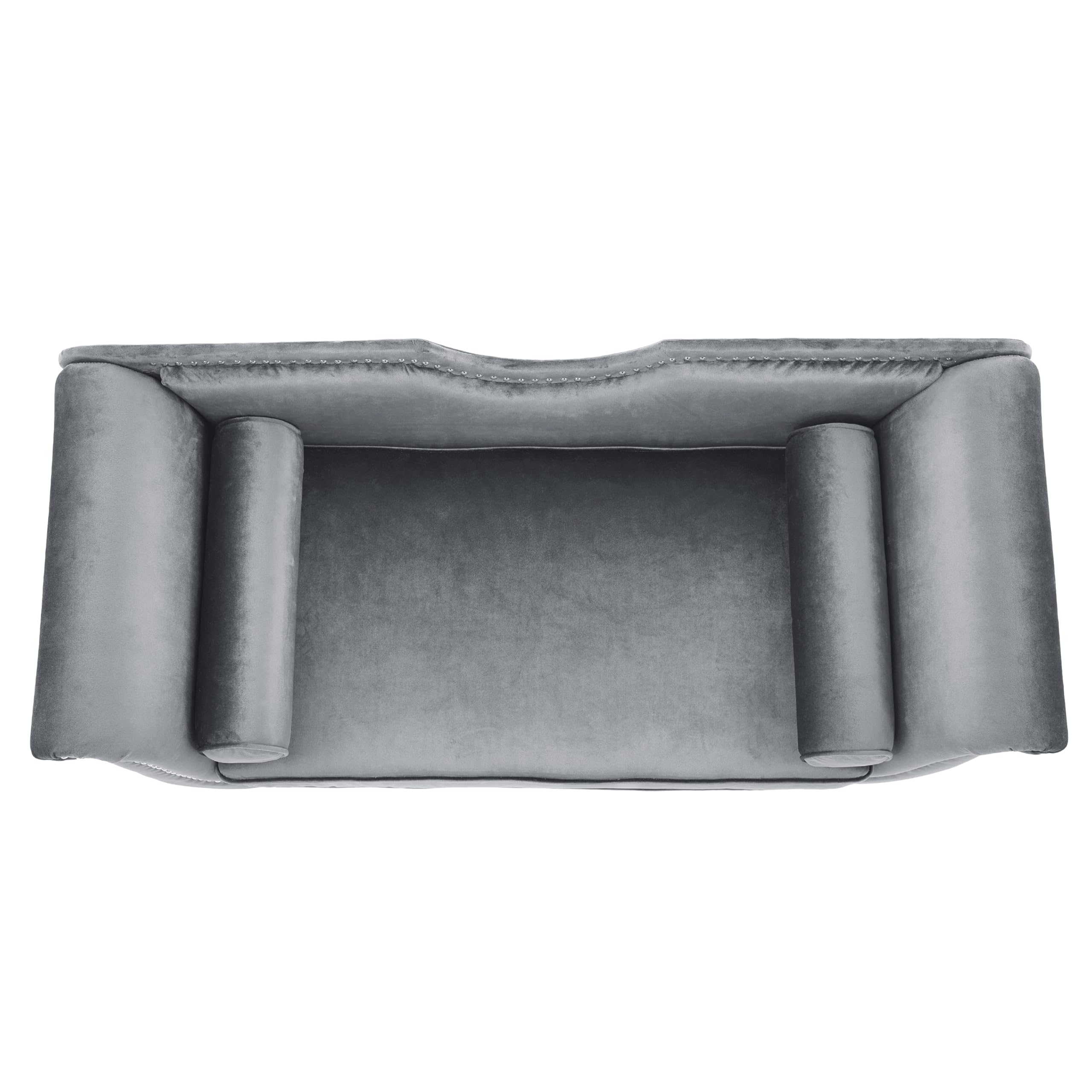Velvet Ottoman Bench with Bolster Pillows & Nailhead Trim