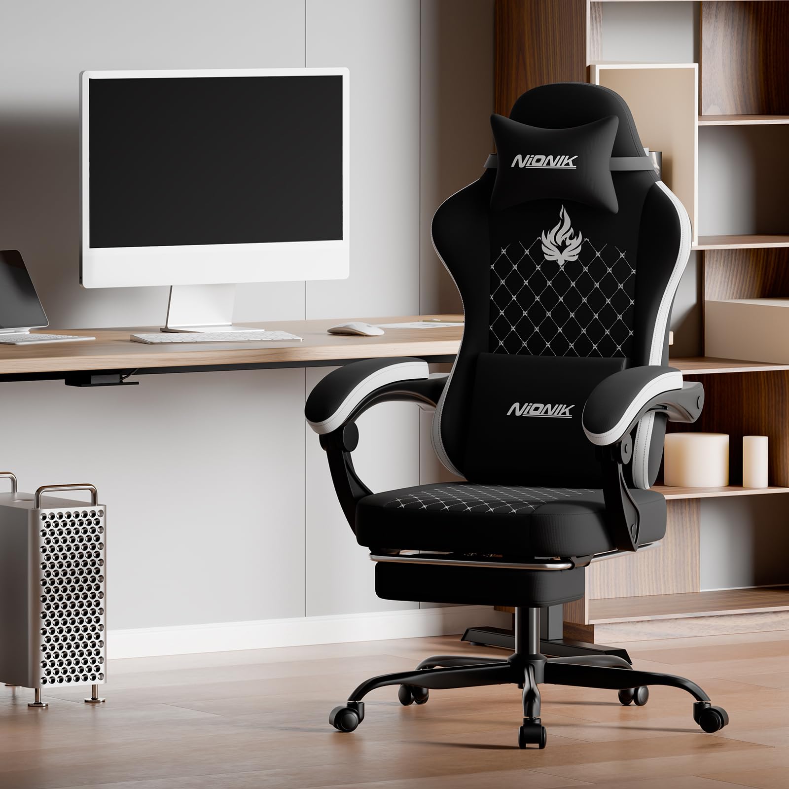 Ergonomic Gaming Chair with Footrest & Massage