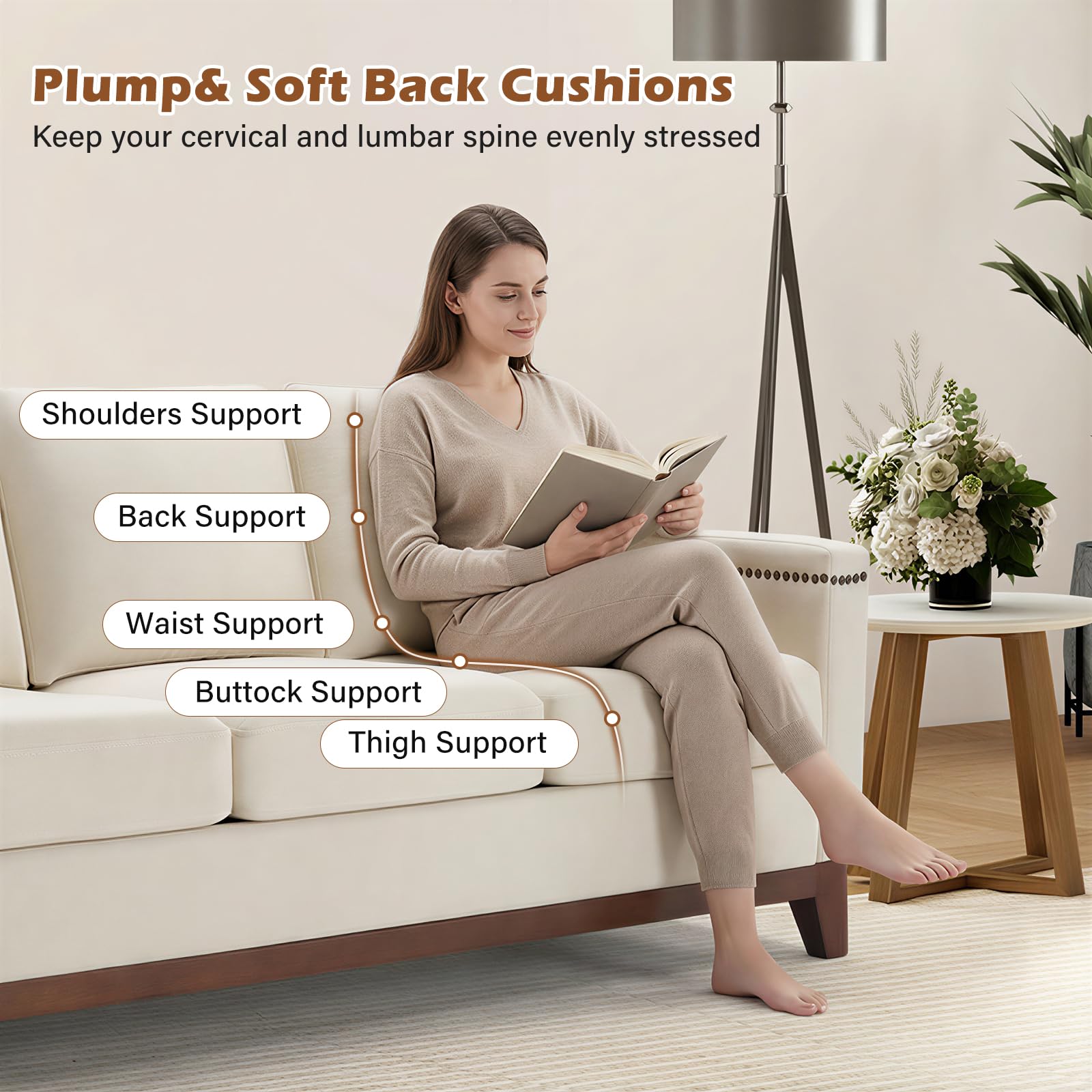 4-Piece Living Room Sofa Set with Storage Ottoman