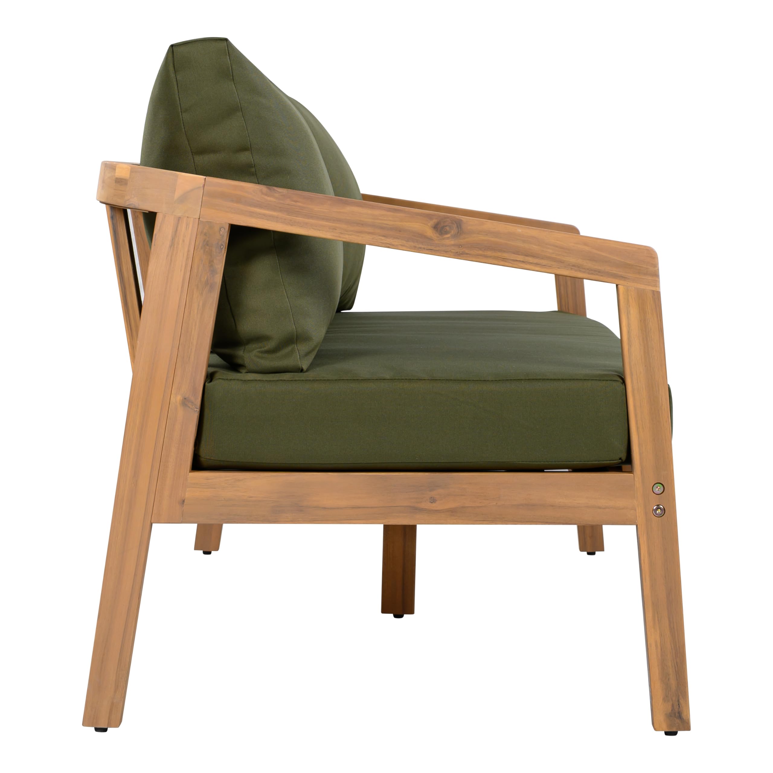 Acacia Wood Outdoor Loveseat Sofa with Removable Cushions