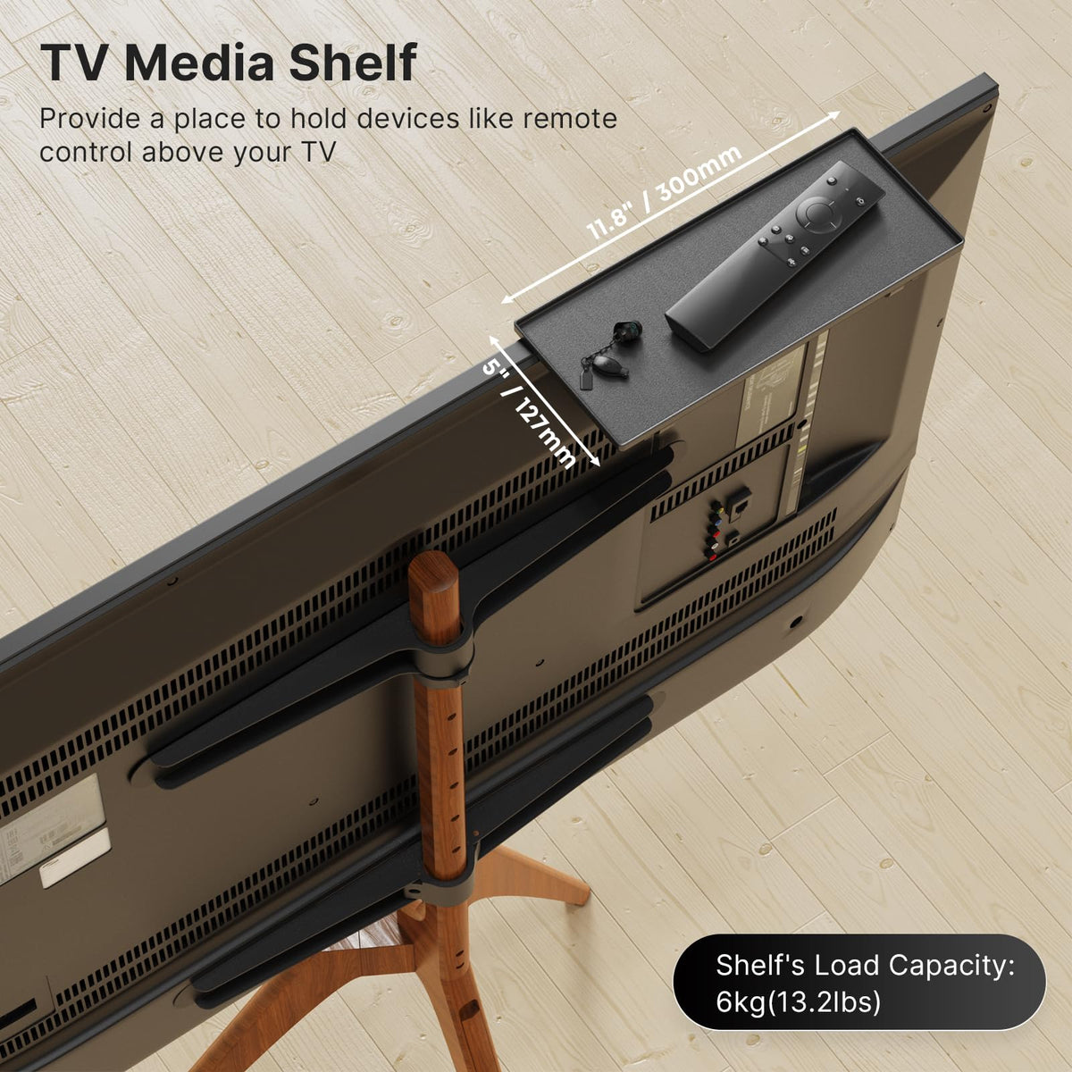 PUTORSEN Solid Wood Easel TV Stand for 45-65'' TVs, Hidden Cable, Walnut