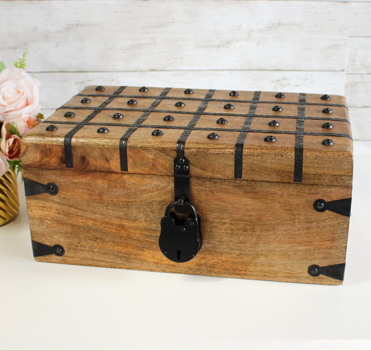 Wooden Treasure Chest with Lock