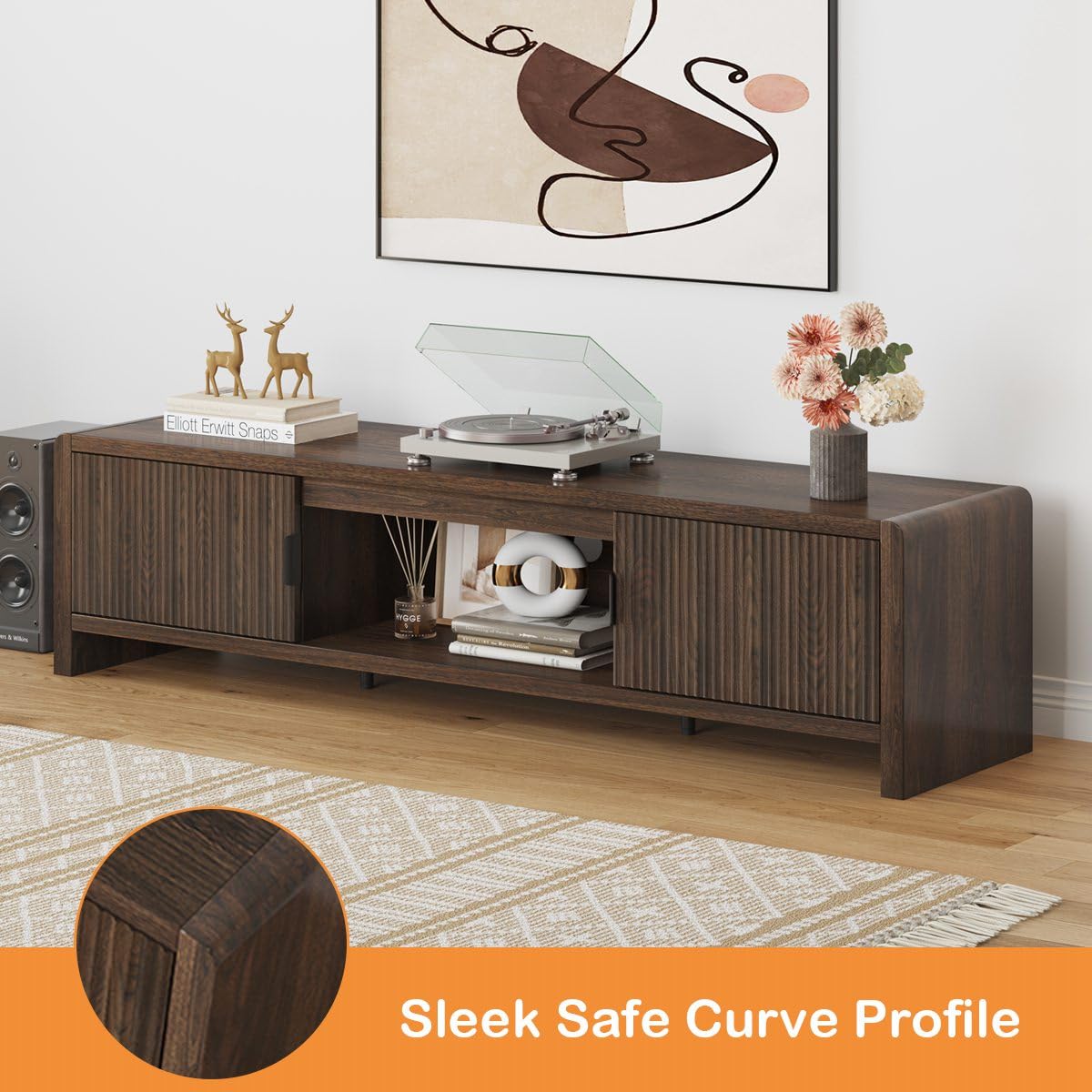 Waveform Fluted-Door TV Stand 63"