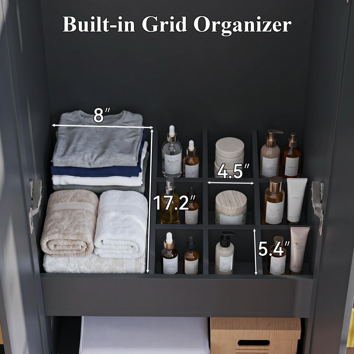 Black Wardrobe Closet with Drawers
