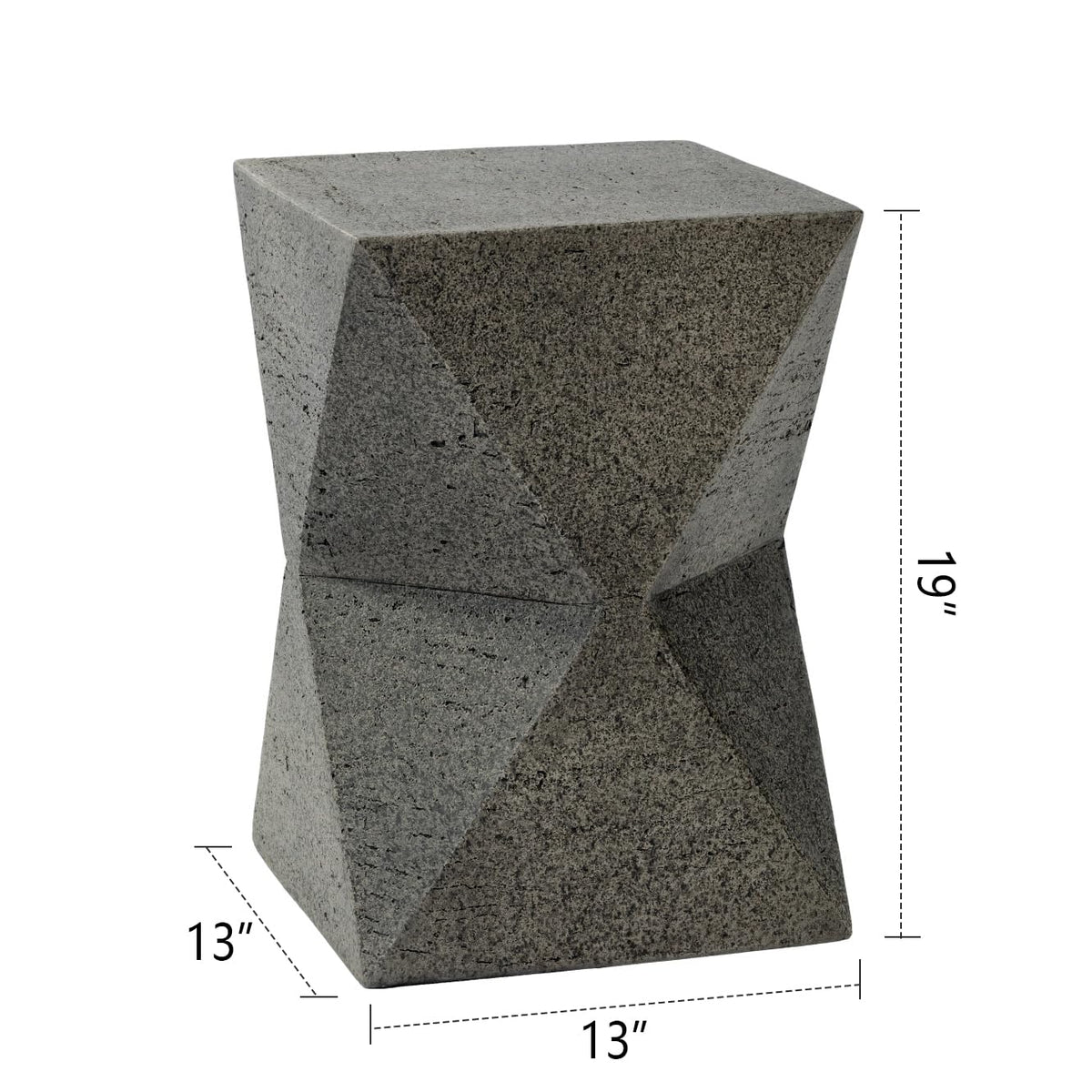 LumeVale 19'' Outdoor Side Table – Lightweight Stone Patio Coffee Stand, Concrete End Table for Backyard, Balcony (Rhombus)