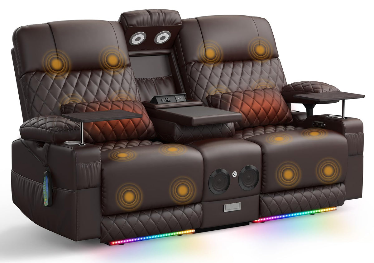 Power Loveseat Recliner Sofa, Home Theater Seating with Massage & Heat