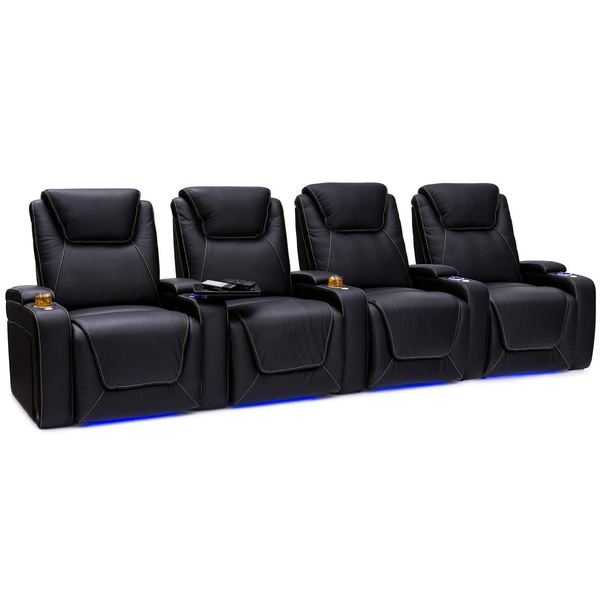 Seatcraft Pantheon Home Theater Seating Black Row of 4