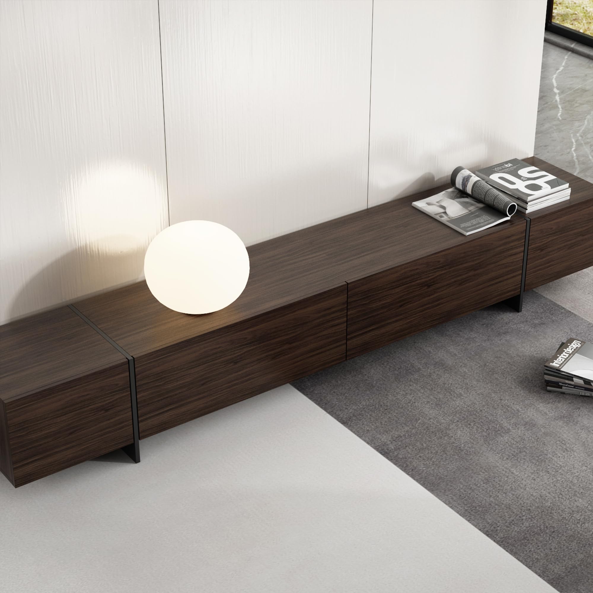 95.7" Wide TV Stand with Flip-Down Drawers