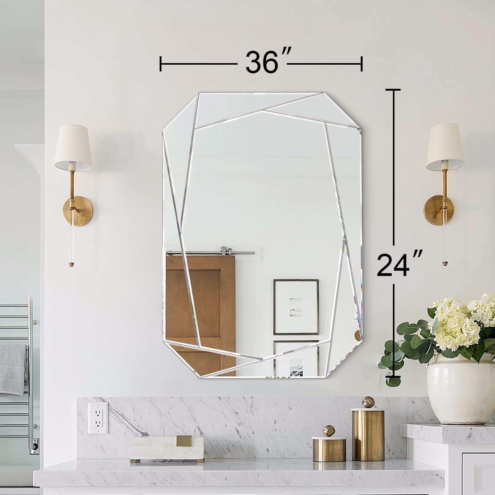 Hexagonal Frameless Beveled Wall Mirror