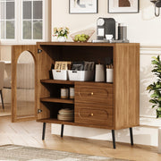 Regmuse Wood Sideboard Cabinet - Slim Buffet Cabinet with Storage & Drawers
