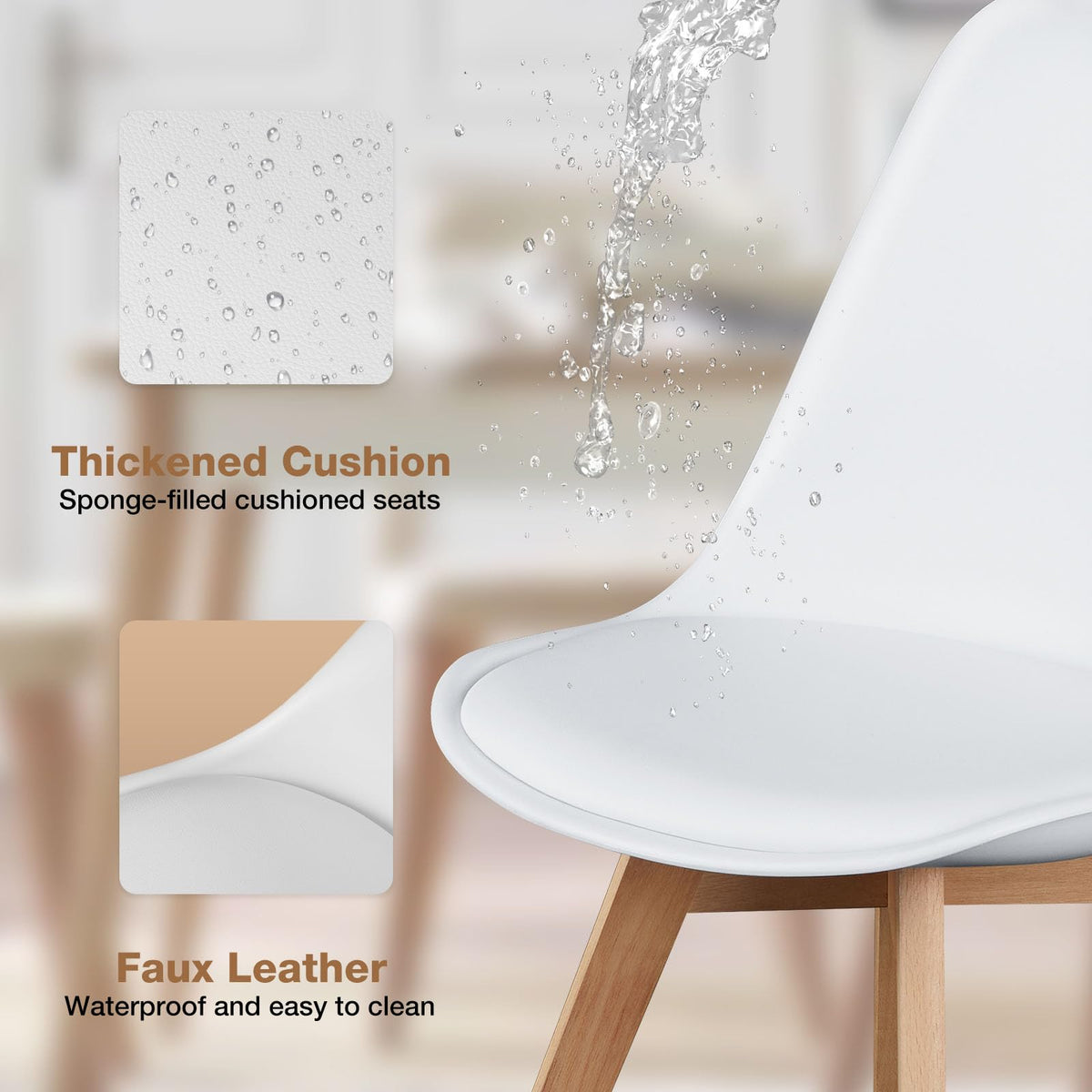 OLIXIS Dining Chairs Set of 8, PU Leather Accent Chairs for Living Room