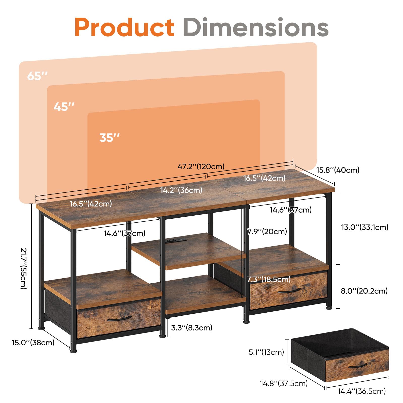 Rustic TV Stand with Charging Station