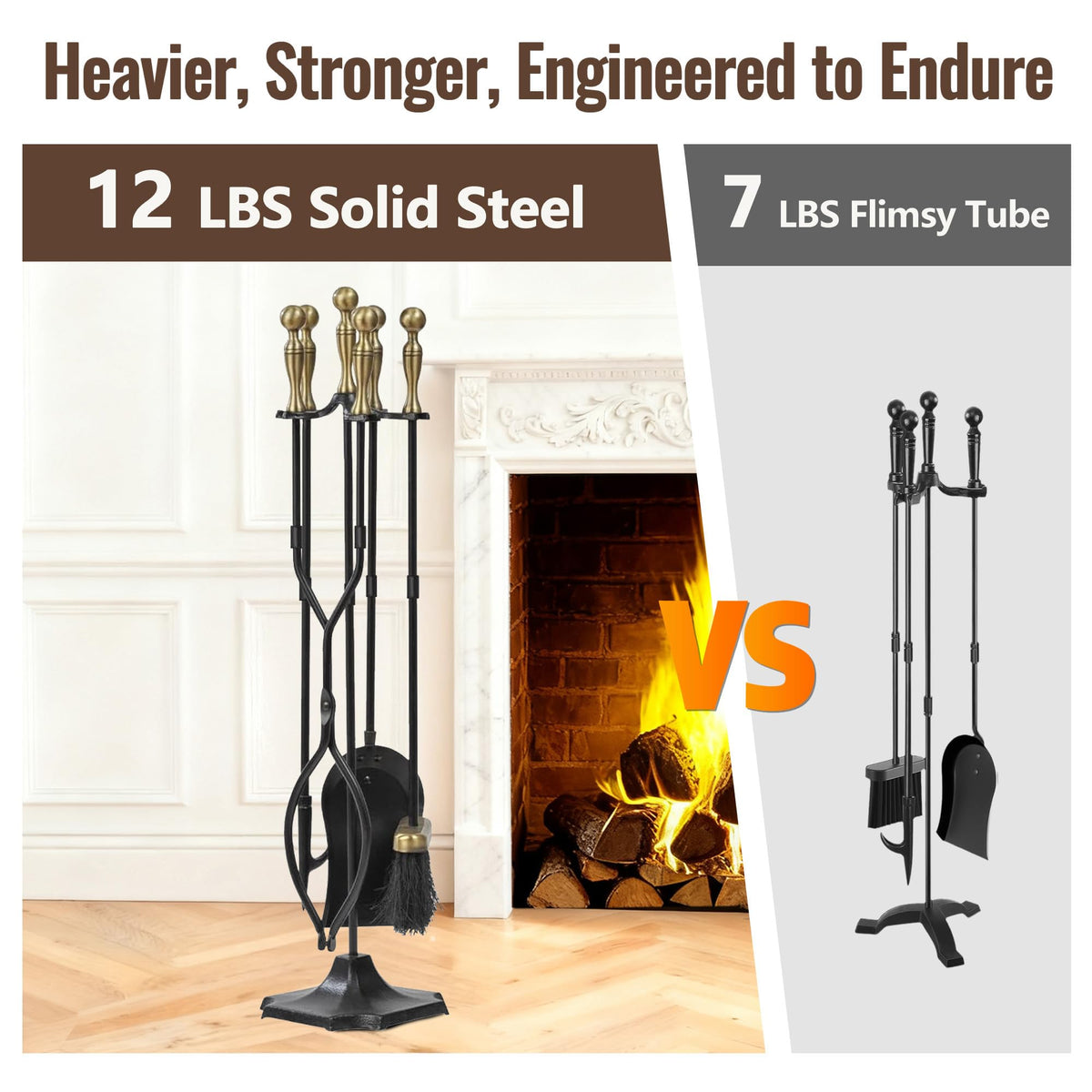 Brass Handle Fireplace Tool Set