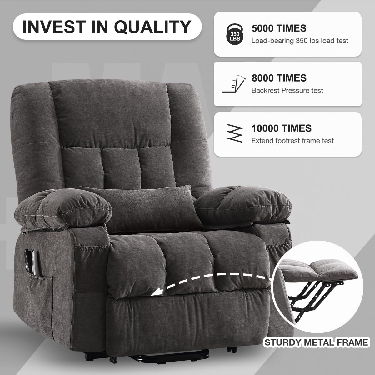 MAHOMICO Power Lift Recliner Chair for Elderly with Vibration Massage and Heating Functions, Electric Recliner Single Sofa with Side Pockets and USB Charge Port, Suitable for Living Room and Bedroom