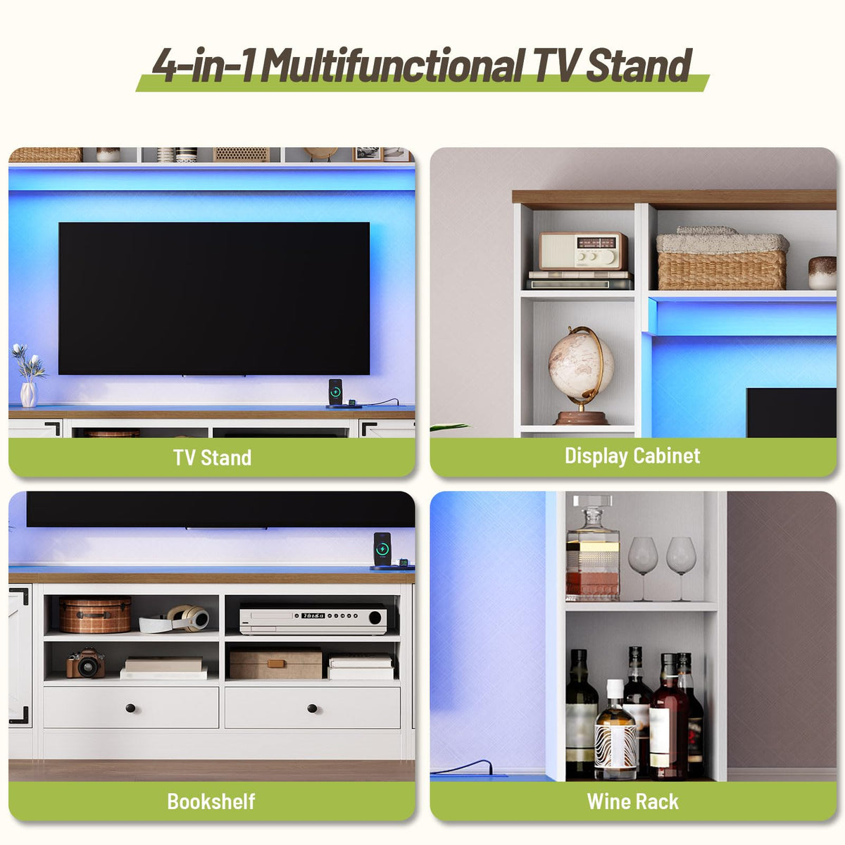94.5" Wall Unit Entertainment Center, Farmhouse TV Stand