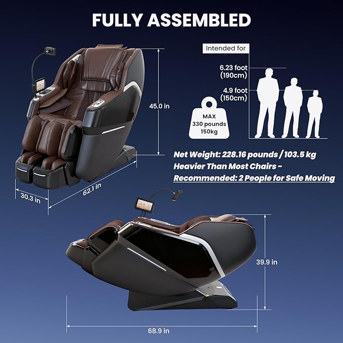 4D Massage Chair Full Body – Zero Gravity SL-Track Recliner