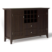 SIMPLIHOME Bedford 54" Wide Solid Wood 2-Door Buffet in Dark Chestnut
