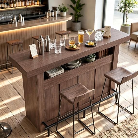 4-Tier Bar Table with Wine Glass Rack