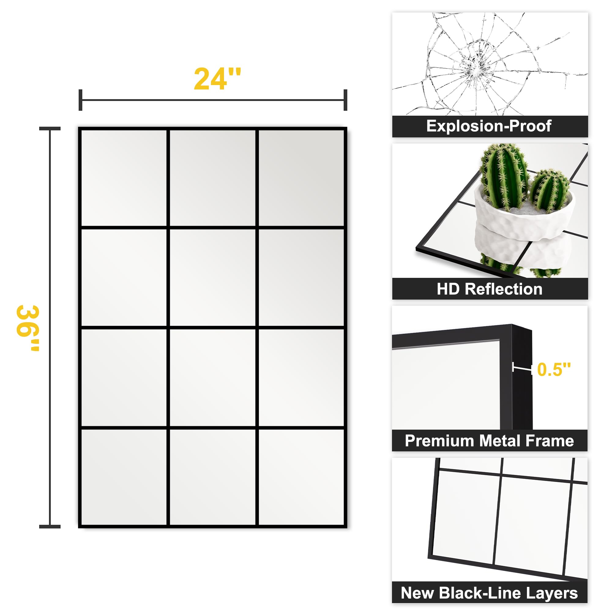 Windowpane Grid Wall Mirror