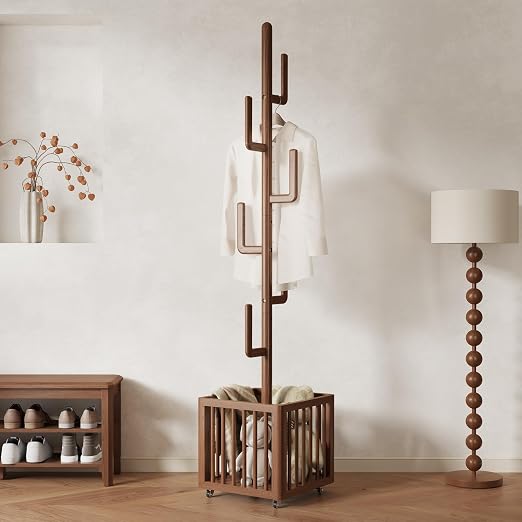 Wood Coat Rack with Storage