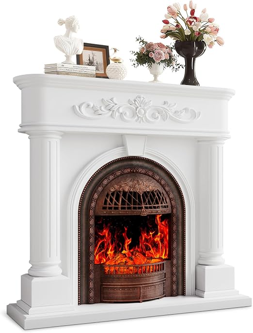 Electric Fireplace with Mantel & TV Stand