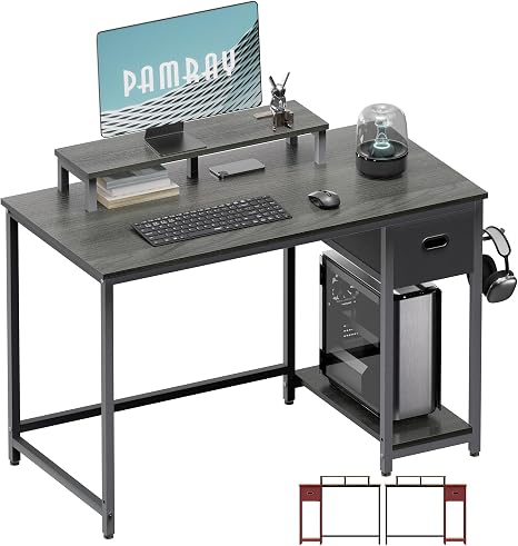 Computer Desk with Monitor Stand & Storage Drawer
