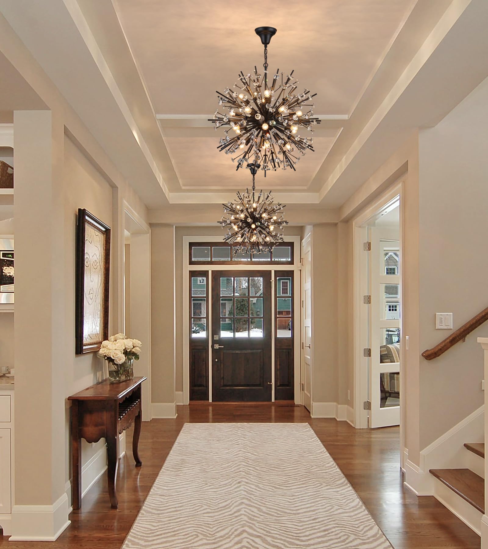 20-Light Firework Crystal Chandelier for High Ceilings