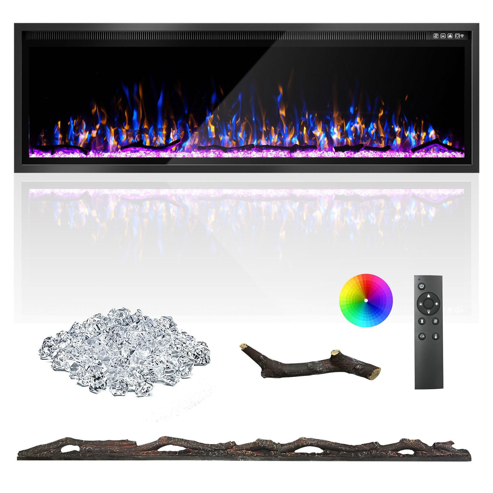 Wall-Mount Electric Fireplace with Remote Control