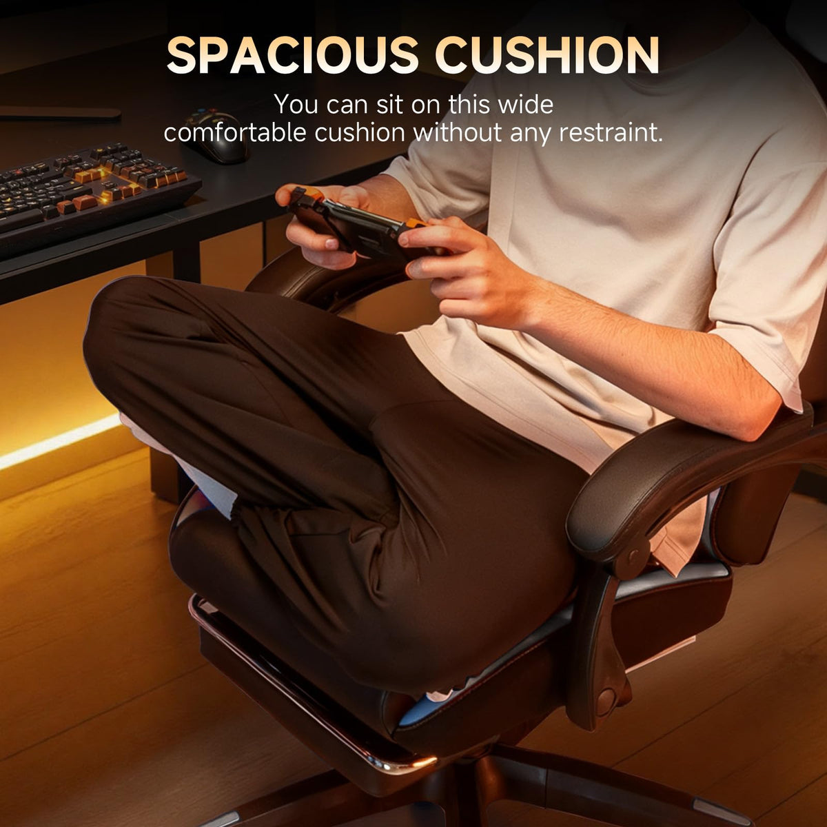 GTPLAYER Gaming Chair, High Back Leather Computer Gaming Chair with Footrest, Ergonomic Height Adjustable Office Chair with Removable Cover and Lumbar Support for Gaming & Work,White