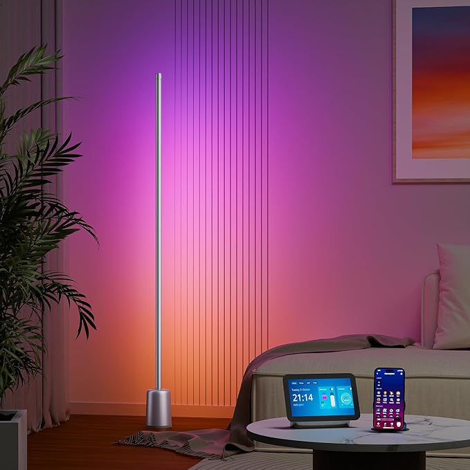 RGB Corner Floor Lamp with Music Sync & Voice Control