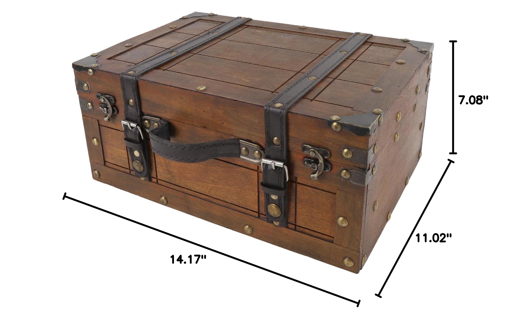 Vintage Wooden Suitcase with Antique Bronze Latch
