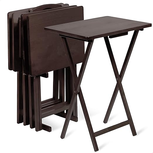 5-Piece Folding TV Tray Table Set with Storage Stand