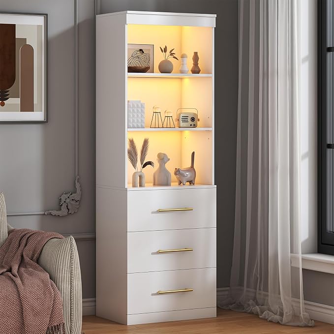 Black Bookshelf with 3 Drawers